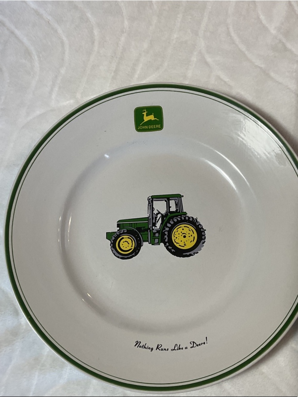 John Deere White Plate TWO IN TOTAL